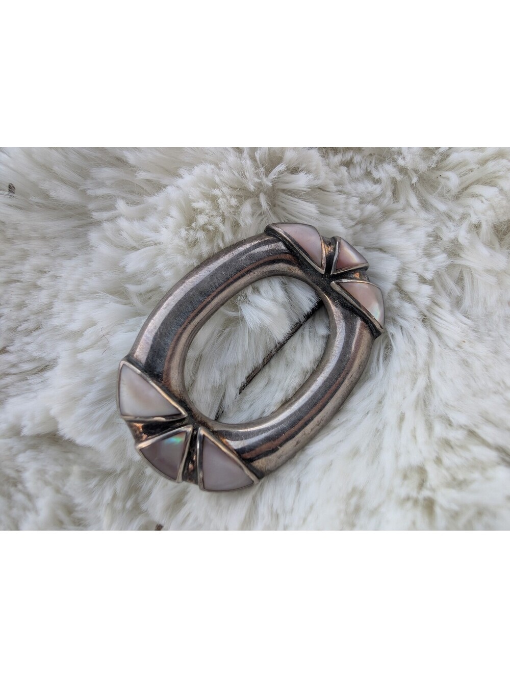 Vintage Boca/Boma?  Sterling Silver and Mother of Pearl Brooch Pin